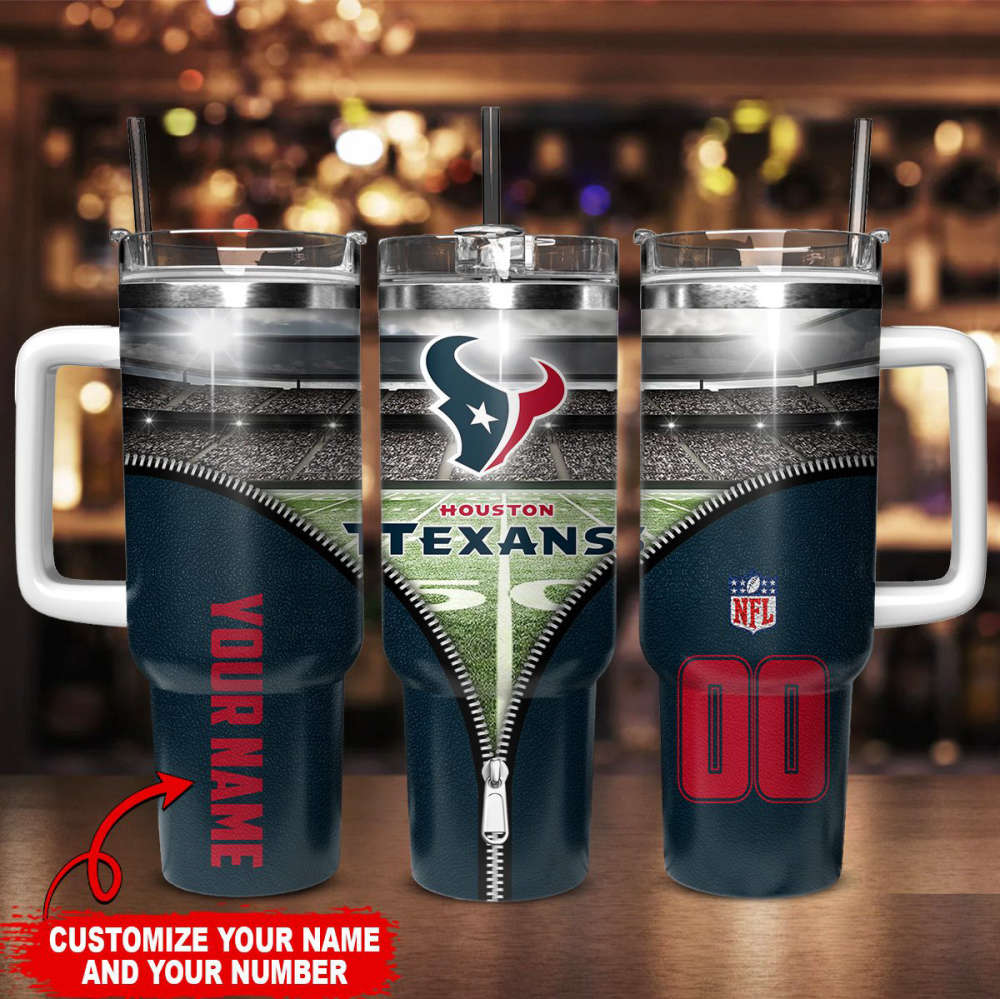 Personalized Houston Football Team Tumbler - Custom Name & Number Gift - Image 2