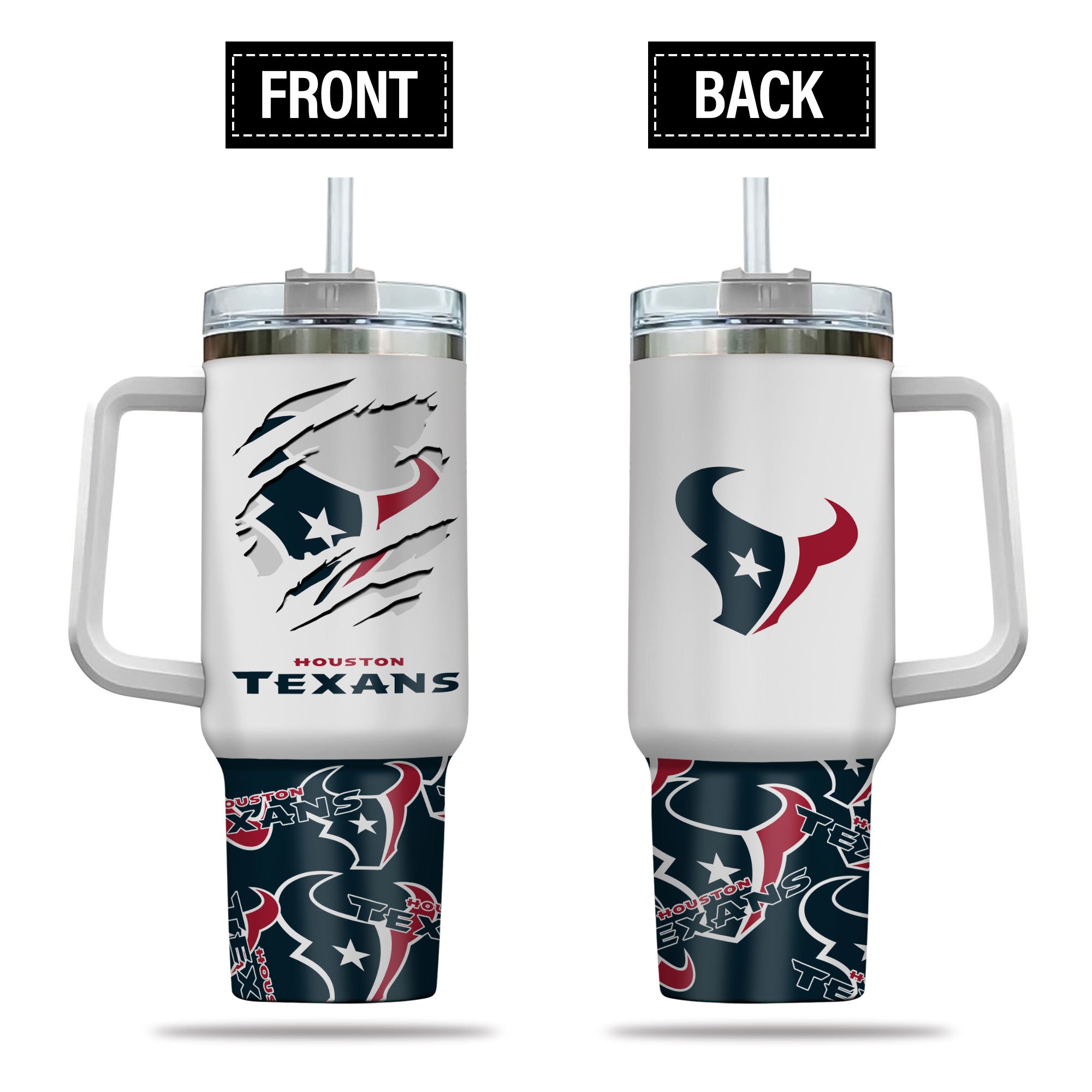Ultimate Houston Texans Stainless Steel Travel Mug with Handle & Straw