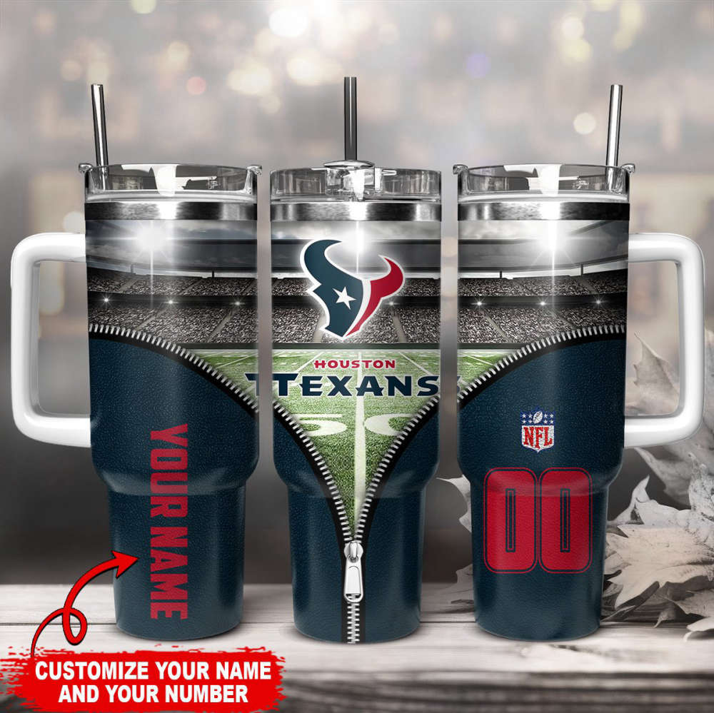 Personalized Houston Football Team Tumbler - Custom Name & Number Gift