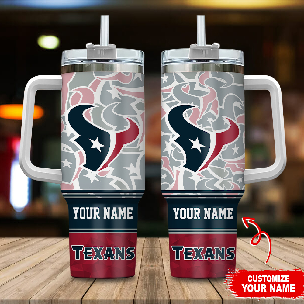 Customizable Texans Tumbler Mug with Handle - Personalized NFL Fan Gift