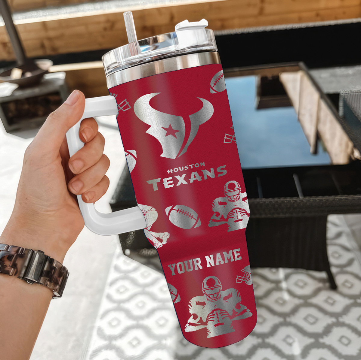 Customizable Houston Football Tumbler - Show Your Team Spirit with Personalized Drinkware - Image 2