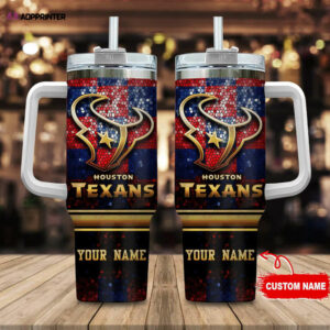 Custom Houston Texans Tumbler with Handle & Straw - Personalized Gift