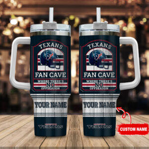 Custom Name Texans Fan Cave Tumbler - No Offseason Design