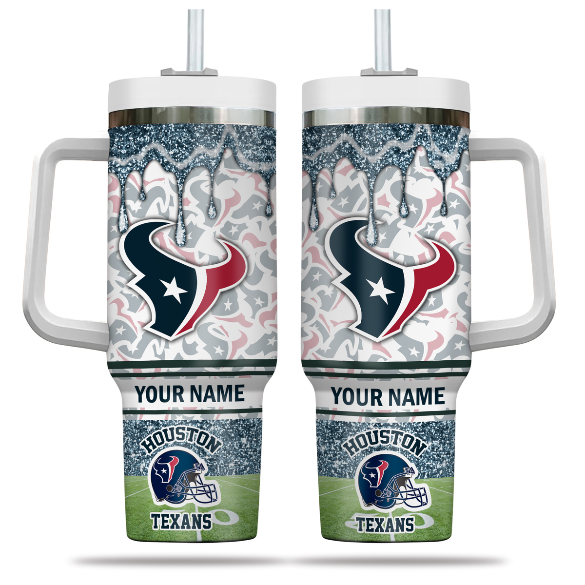 Custom Name Houston Texans Glitter Mug with Handle - Personalized Football Fan Gift - Image 2
