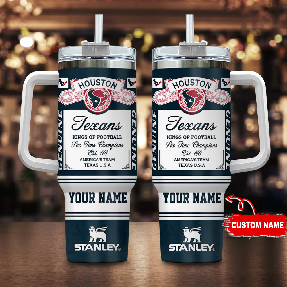 Personalized Houston Texans Tumbler - Custom Name Football Fan Gift