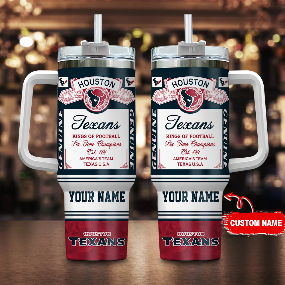 Personalized Houston Texans Travel Mug - Custom Name Insulated Tumbler