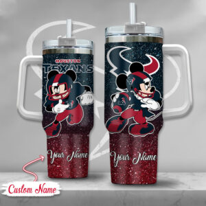 Personalized Houston Fan Tumbler with Handle & Straw - Custom Name