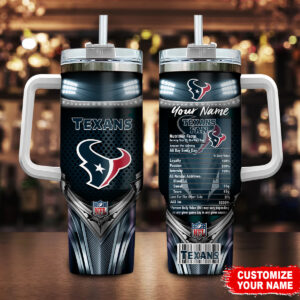 Custom Name Texans Fan Tumbler - Personalized NFL Stainless Steel Mug