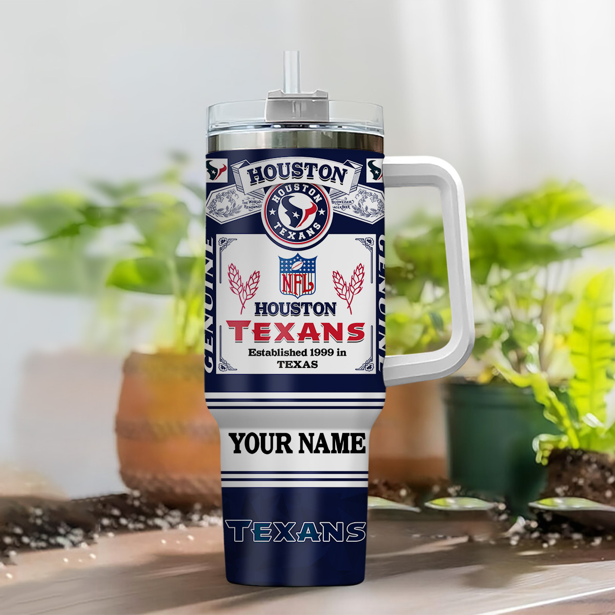 Customizable Houston Texans Tumbler Mug with Handle - Personalized NFL Fan Gift - Image 2