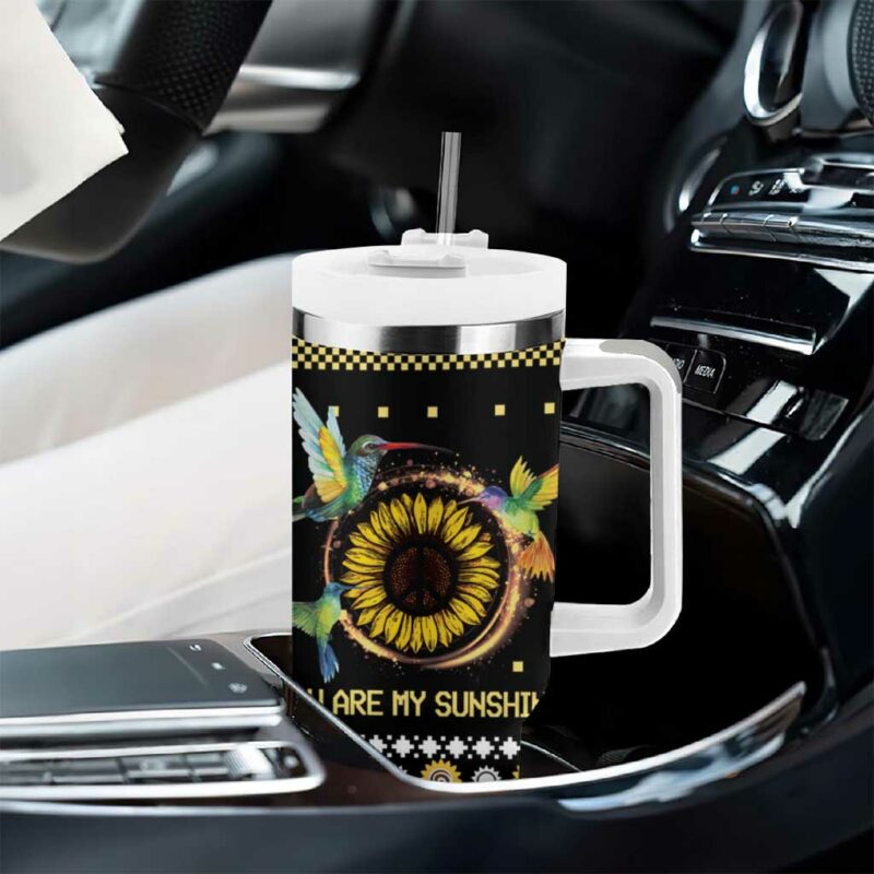 Hummingbird Sunflower Christmas You Are My Sunshine Custom Stanley Quencher 40oz Stainless Steel Tumbler With Handle - Threewoofs - Image 8
