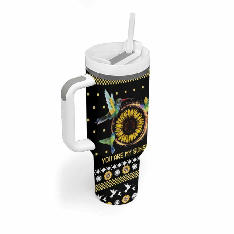 Hummingbird Sunflower Christmas You Are My Sunshine Custom Stanley Quencher 40oz Stainless Steel Tumbler With Handle - Threewoofs - Image 2