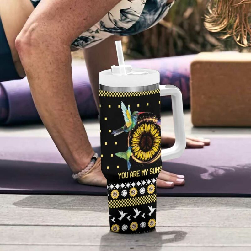Hummingbird Sunflower Christmas You Are My Sunshine Custom Stanley Quencher 40oz Stainless Steel Tumbler With Handle - Threewoofs - Image 6