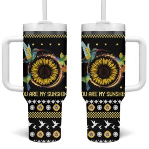 Hummingbird Sunflower Christmas You Are My Sunshine Custom Stanley Quencher 40oz Stainless Steel Tumbler With Handle - Threewoofs