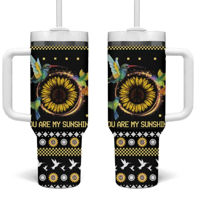 Hummingbird Sunflower Christmas You Are My Sunshine Custom Stanley Quencher 40oz Stainless Steel Tumbler With Handle - Threewoofs