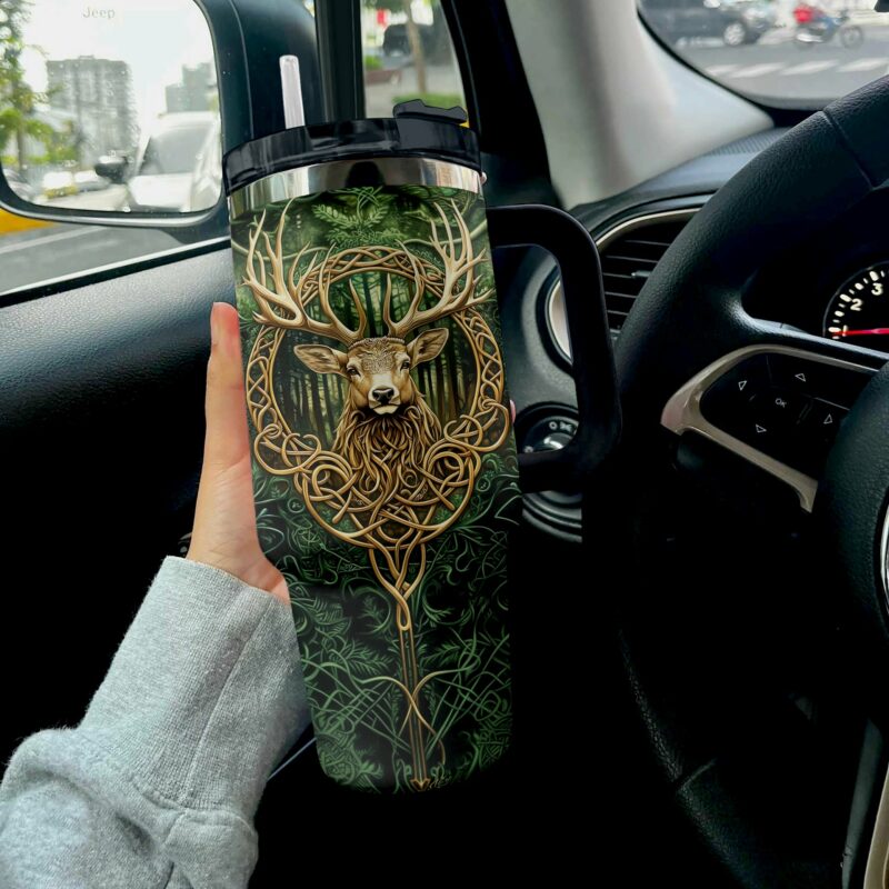 Hunting Mystical Deer Custom Stanley Quencher 40oz Stainless Steel Tumbler With Handle - Threewoofs - Image 2