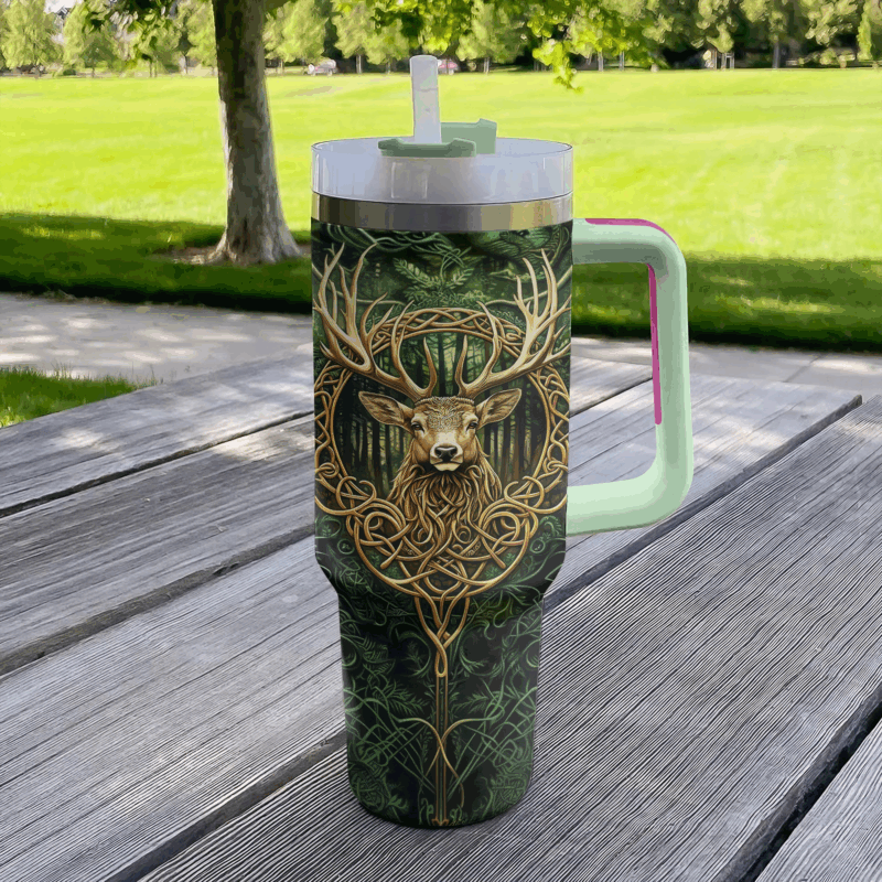Hunting Mystical Deer Custom Stanley Quencher 40oz Stainless Steel Tumbler With Handle - Threewoofs - Image 3