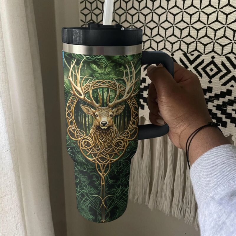 Hunting Mystical Deer Custom Stanley Quencher 40oz Stainless Steel Tumbler With Handle - Threewoofs - Image 4