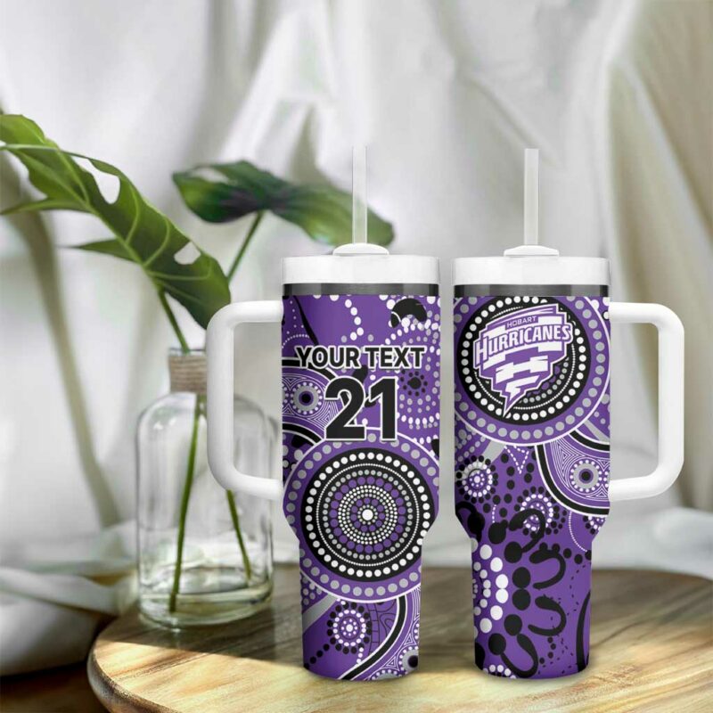 Hurricanes Cricket Australian Aboriginal Custom Stanley Quencher 40oz Stainless Steel Tumbler With Handle - Threewoofs - Image 9