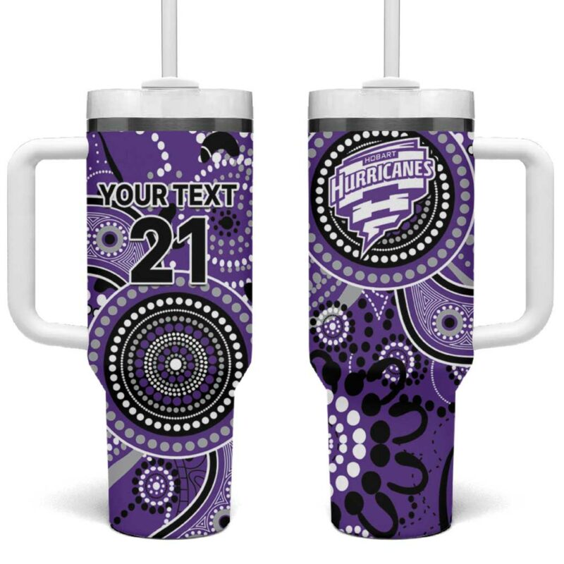 Hurricanes Cricket Australian Aboriginal Custom Stanley Quencher 40oz Stainless Steel Tumbler With Handle - Threewoofs - Image 2