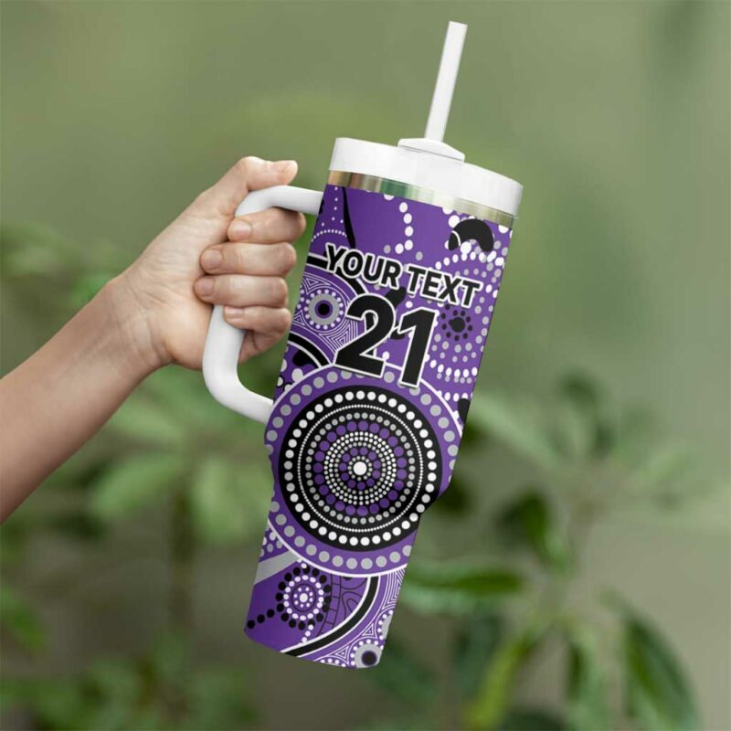 Hurricanes Cricket Australian Aboriginal Custom Stanley Quencher 40oz Stainless Steel Tumbler With Handle - Threewoofs - Image 4