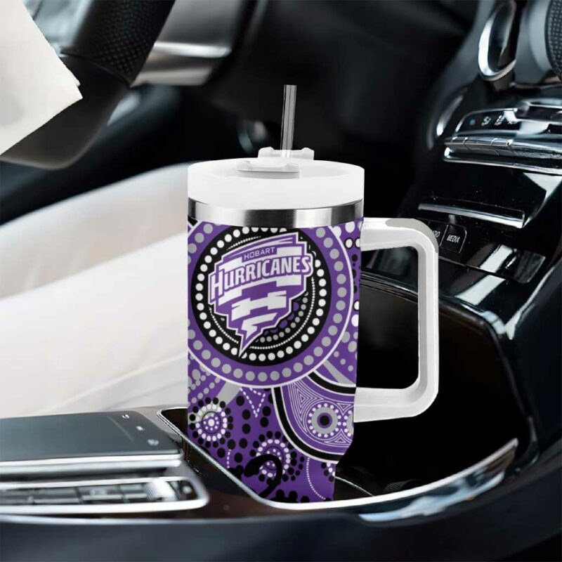 Hurricanes Cricket Australian Aboriginal Custom Stanley Quencher 40oz Stainless Steel Tumbler With Handle - Threewoofs - Image 8