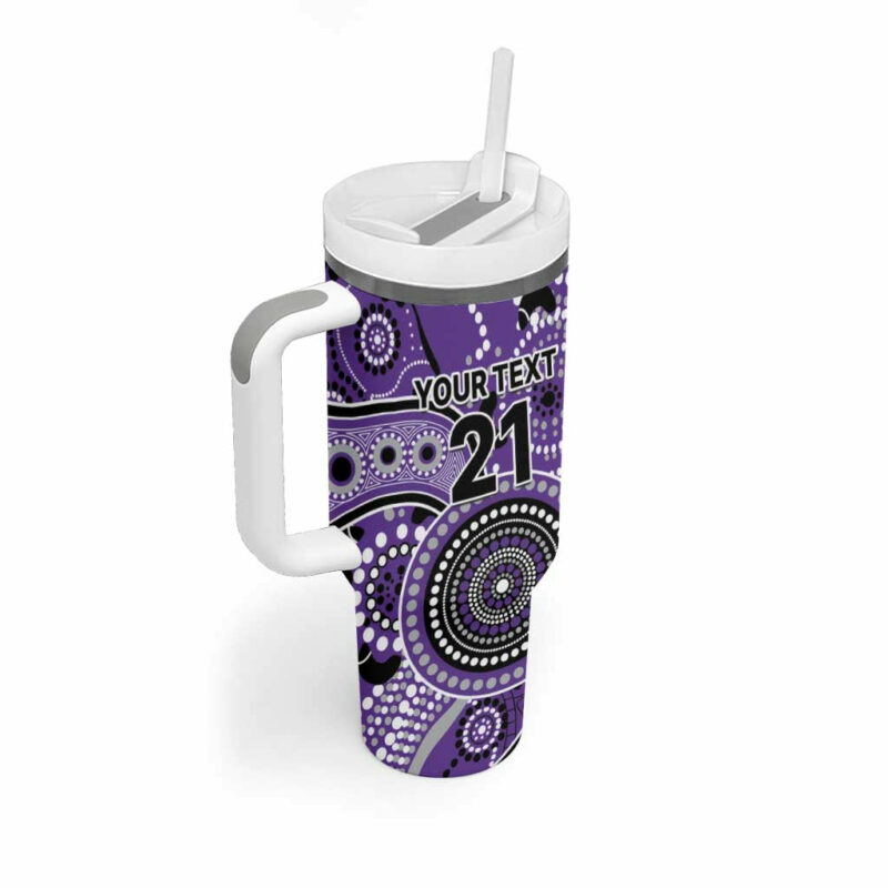Hurricanes Cricket Australian Aboriginal Custom Stanley Quencher 40oz Stainless Steel Tumbler With Handle - Threewoofs - Image 3