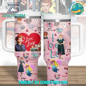 I Love Lucy TV Series Custom Stanley Quencher 40oz Stainless Steel Tumbler With Handle - Threewoofs