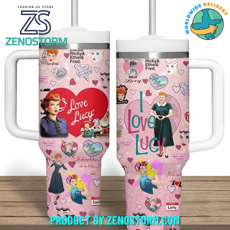 I Love Lucy TV Series Custom Stanley Quencher 40oz Stainless Steel Tumbler With Handle - Threewoofs - Image 2