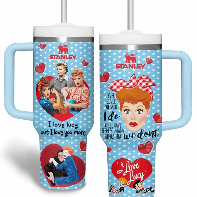 I Love Lucy TV Series Custom Stanley Quencher 40oz Stainless Steel Tumbler With Handle - Threewoofs - Image 2