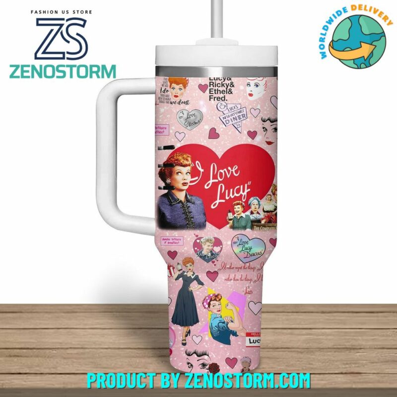 I Love Lucy TV Series Custom Stanley Quencher 40oz Stainless Steel Tumbler With Handle - Threewoofs - Image 3