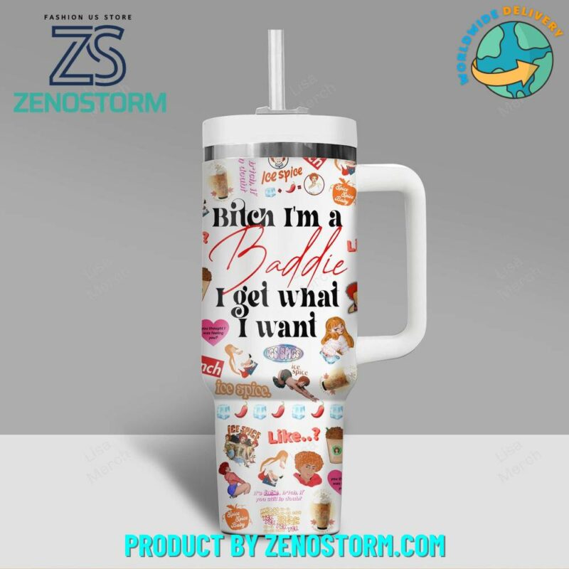 Ice Spice Music Custom Stanley Quencher 40oz Stainless Steel Tumbler With Handle - Threewoofs - Image 3