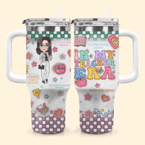 In My Teacher Era Custom Stanley Quencher 40oz Stainless Steel Tumbler With Handle - Threewoofs