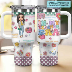 In My Teacher Era Custom Stanley Quencher 40oz Stainless Steel Tumbler With Handle - Threewoofs