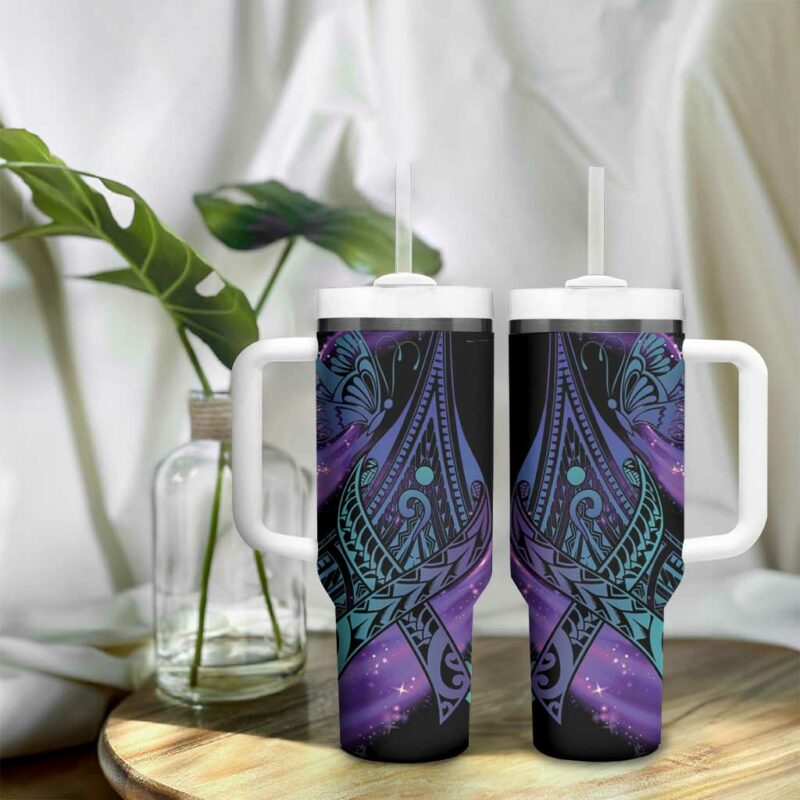 In September We Wear Teal And Purple Magic Ribbon Semicolon Custom Stanley Quencher 40oz Stainless Steel Tumbler With Handle - Threewoofs - Image 9