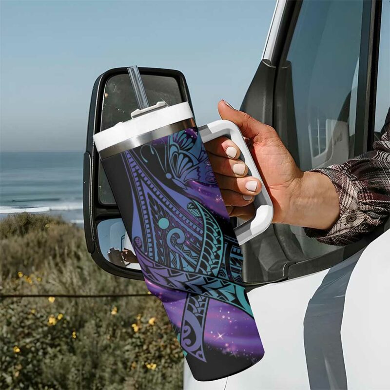 In September We Wear Teal And Purple Magic Ribbon Semicolon Custom Stanley Quencher 40oz Stainless Steel Tumbler With Handle - Threewoofs - Image 7