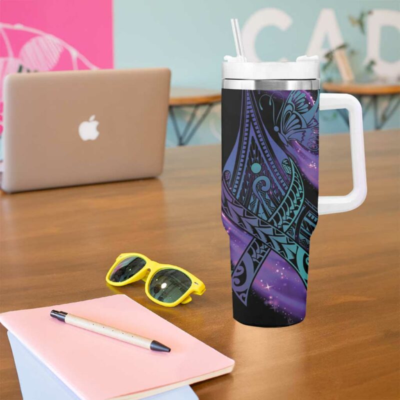 In September We Wear Teal And Purple Magic Ribbon Semicolon Custom Stanley Quencher 40oz Stainless Steel Tumbler With Handle - Threewoofs - Image 5