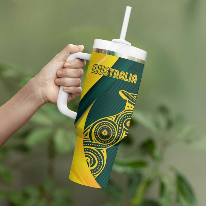 India and Australia Cricket Special Half-Half Mix Custom Stanley Quencher 40oz Stainless Steel Tumbler With Handle - Threewoofs - Image 4
