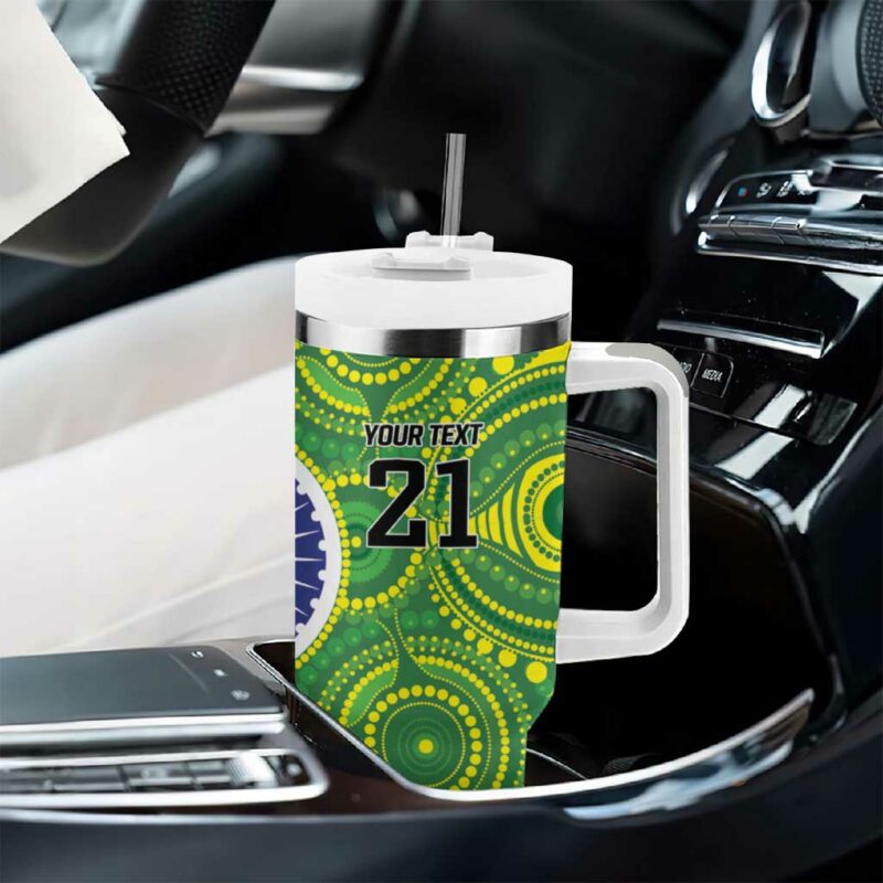 India Vs Australian Cricket Ashoka Chakra and Aboriginal Together Custom Stanley Quencher 40oz Stainless Steel Tumbler With Handle - Threewoofs - Image 8