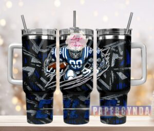 Football Tumbler with Handle - Insulated Sports Fan Mug for Hot & Cold Drinks