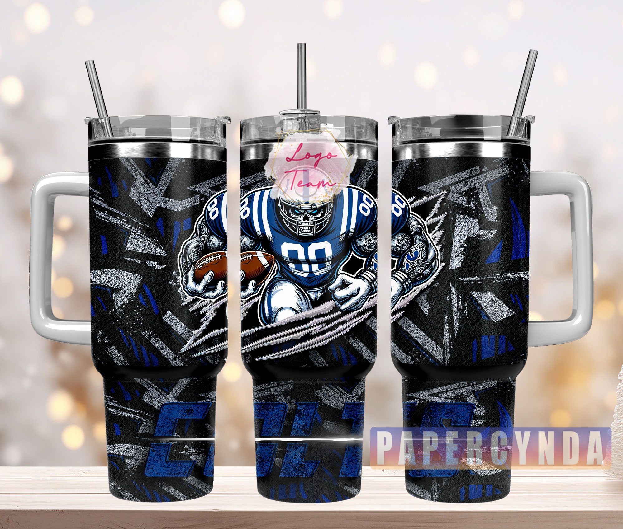 Football Tumbler with Handle - Insulated Sports Fan Mug for Hot & Cold Drinks