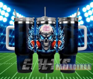 Skull Flame Football Tumbler - Bold & Unique Design for Sports Fans