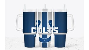Stylish Blue & White Team Spirit Tumbler with Handle and Straw - Perfect for Fans