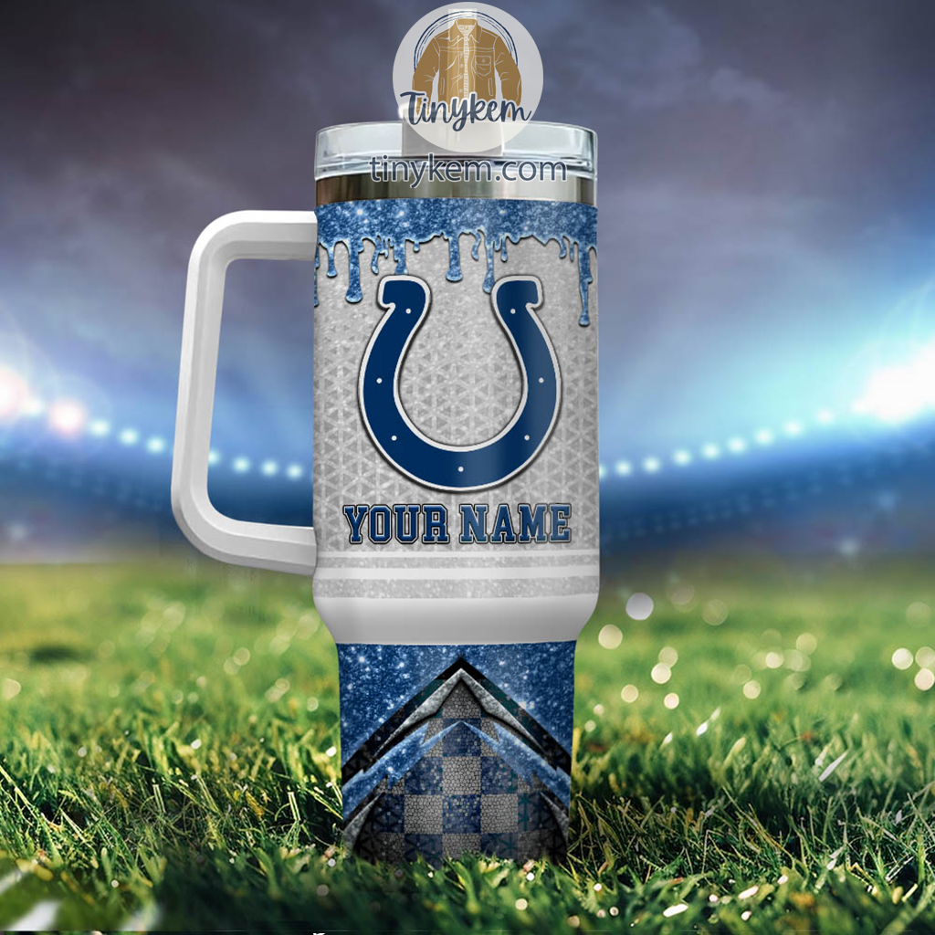 Customizable Blue Football Team Tumbler with Straw and Handle - Image 3