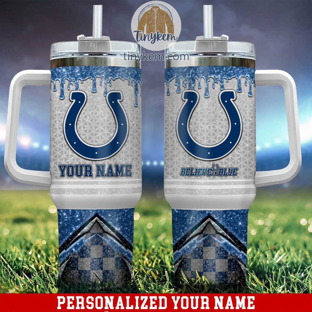 Customizable Blue Football Team Tumbler with Straw and Handle
