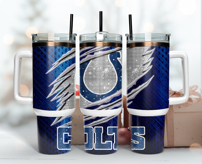 Indianapolis Colts NFL Custom Stanley Quencher 40oz Stainless Steel Tumbler With Handle - Threewoofs