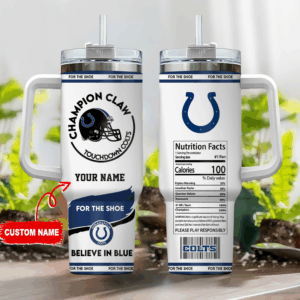 Custom Champion Claw Tumbler - Personalized Colts Fan Mug with Handle & Straw