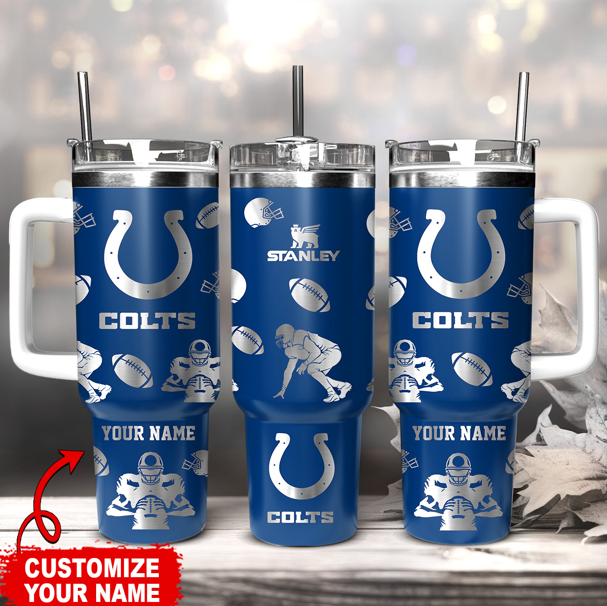 Customized Colts Tumbler - Personalized NFL Team Stainless Mug