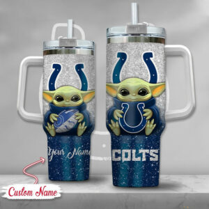 Custom Name Baby Alien Football Tumbler - Glitter Design