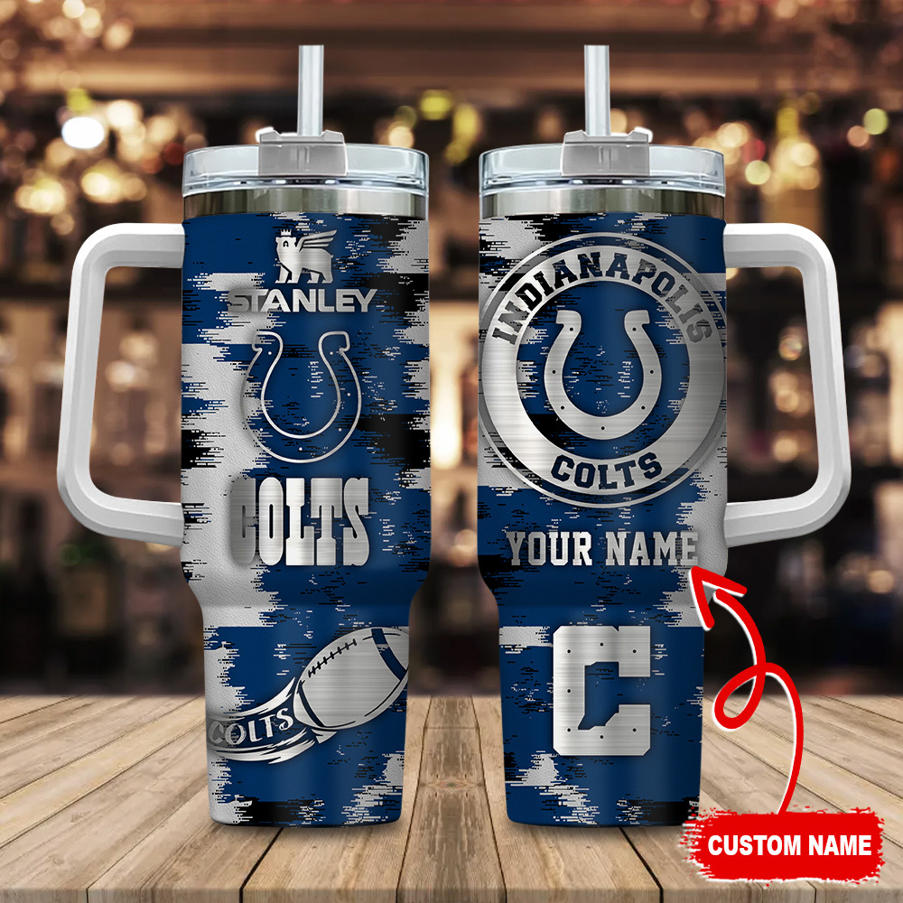 Personalized Indianapolis Colts Tumbler with Handle - Custom Name Engraving