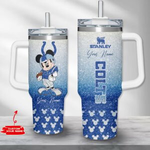 Custom Name Tumbler with Football Mouse Design - Perfect Gift for Fans